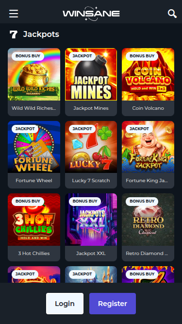 Winsane Casino Mobile Jackpot
