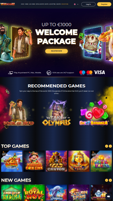 Page d'accueil mobile de Winscore Casino
