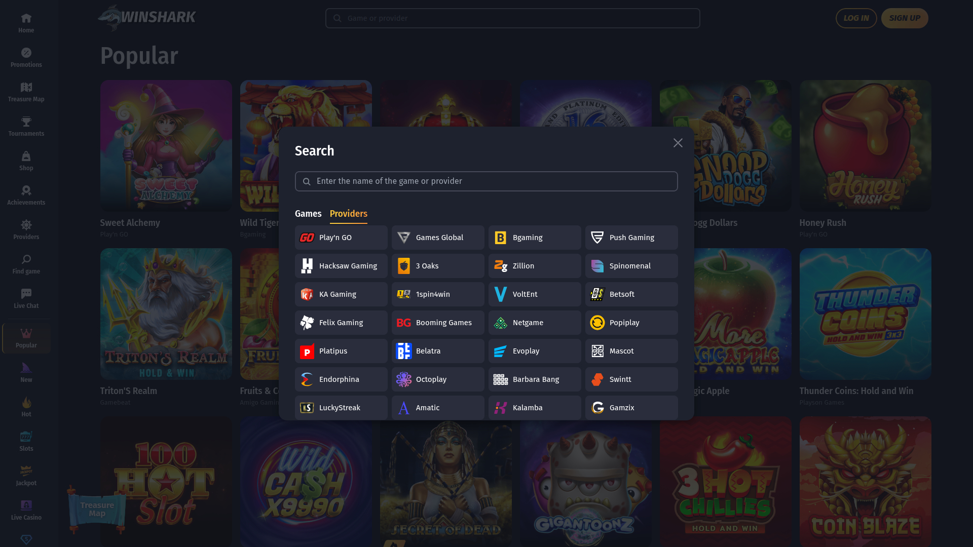 Développeurs de jeux de bureau de Winshark Casino