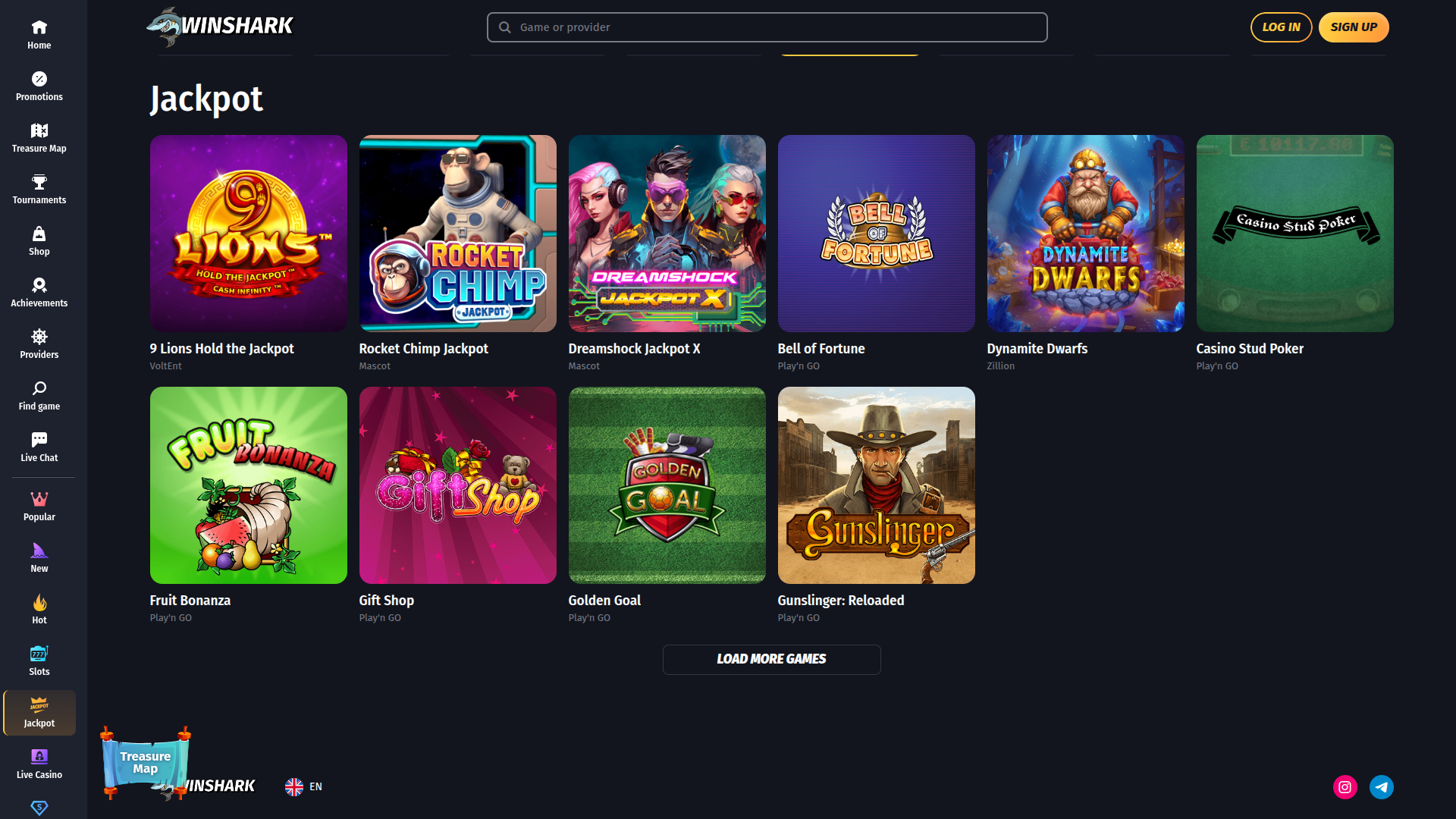 Jackpot de bureau de Winshark Casino