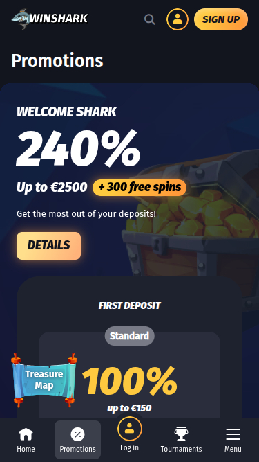 Promotions mobiles de Winshark Casino