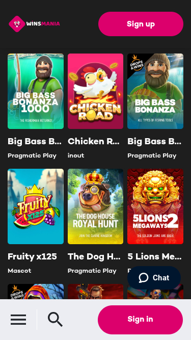 Giochi mobile di WinsMania Casino