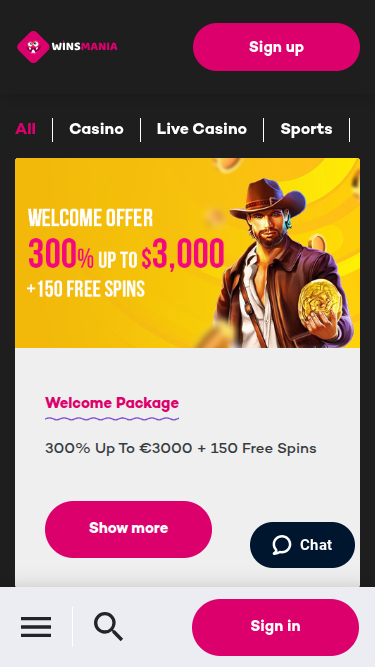 Promozioni mobile di WinsMania Casino