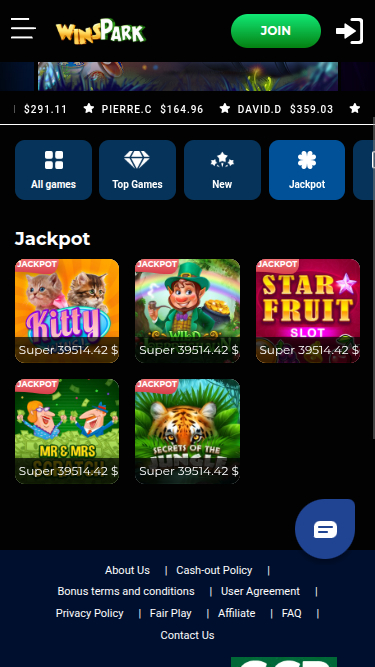 Jackpot mobile de Winspark