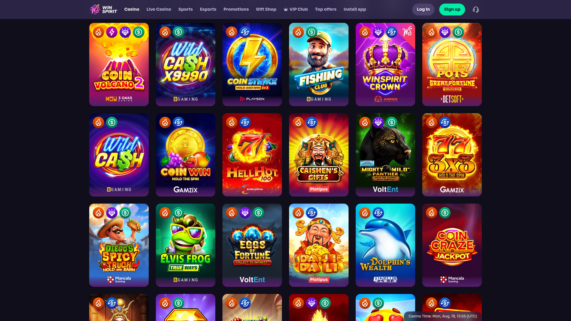 Giochi desktop di WinSpirit Casino