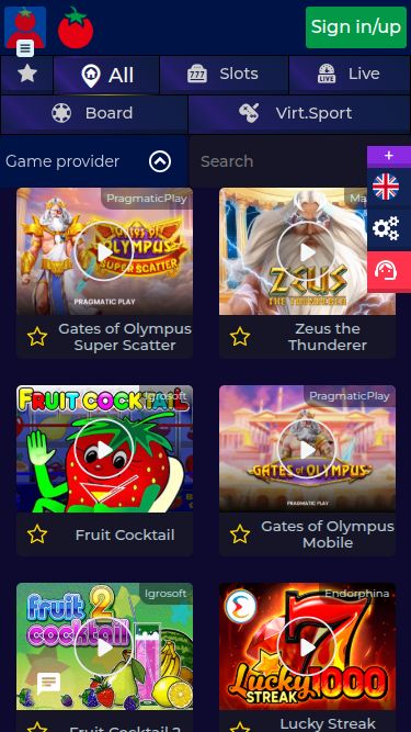 Jeux mobiles de Wintomato Casino