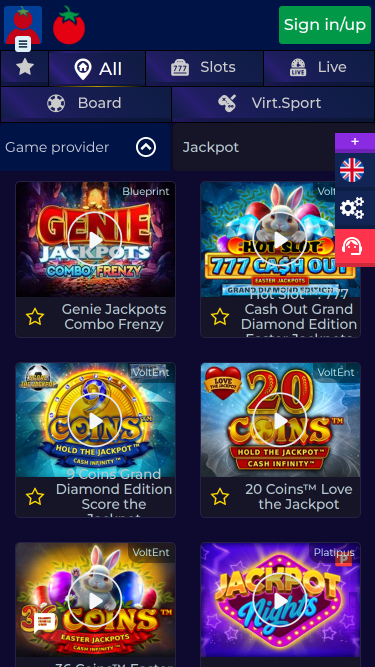 Мобильный джекпот казино Wintomato