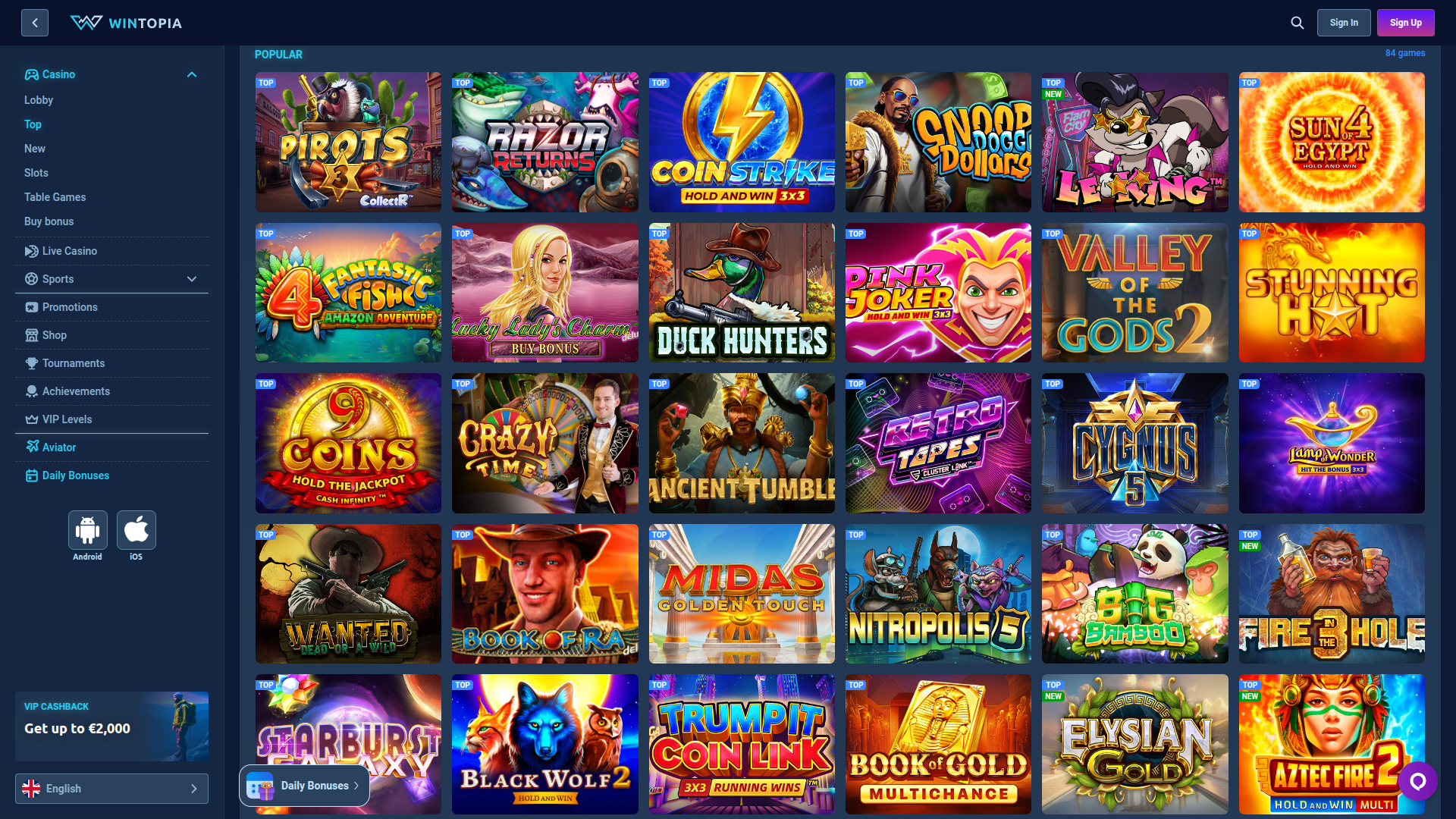 Juegos de escritorio de Wintopia