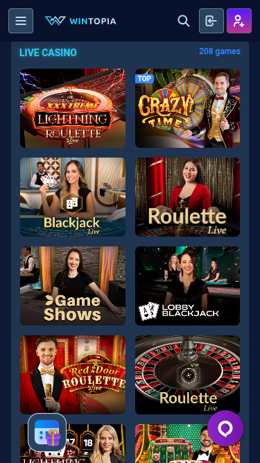 Crupier en vivo móvil de Wintopia