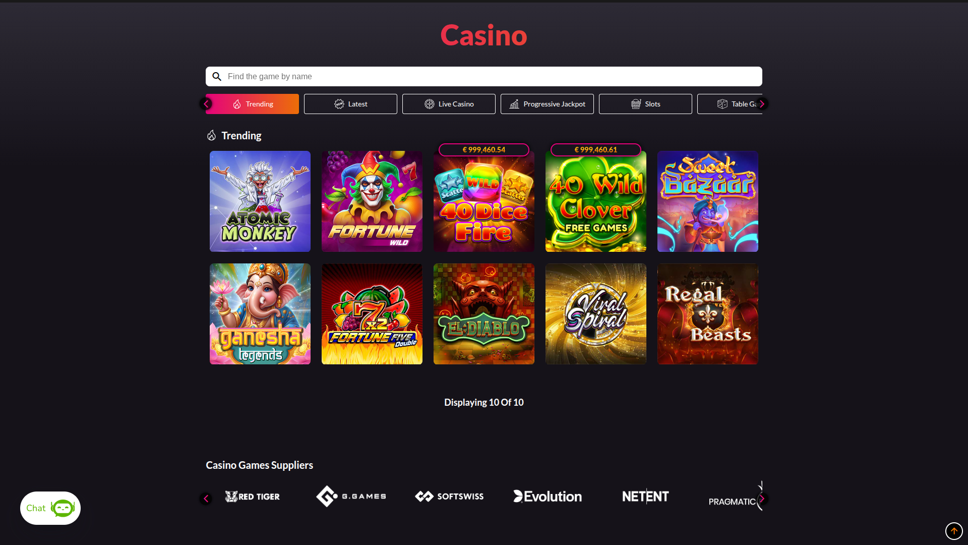 Giochi desktop di WinTrillions Casino