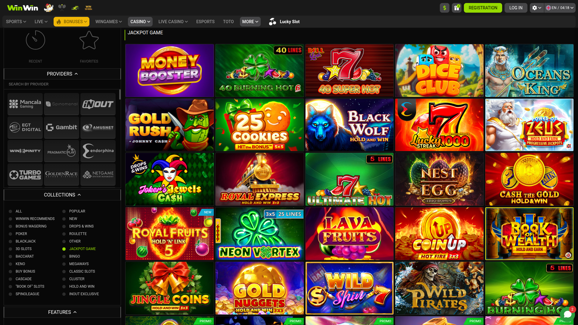 WinWin Casino Desktop Jackpot