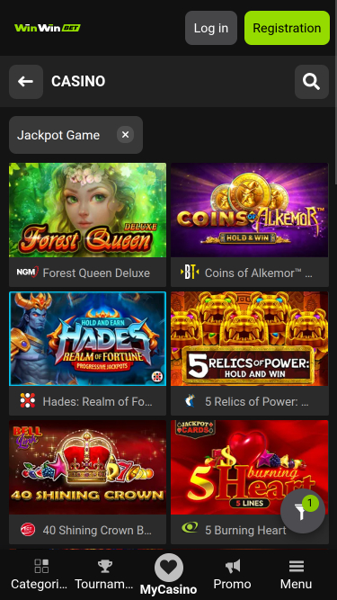 Мобильный джекпот казино WinWin