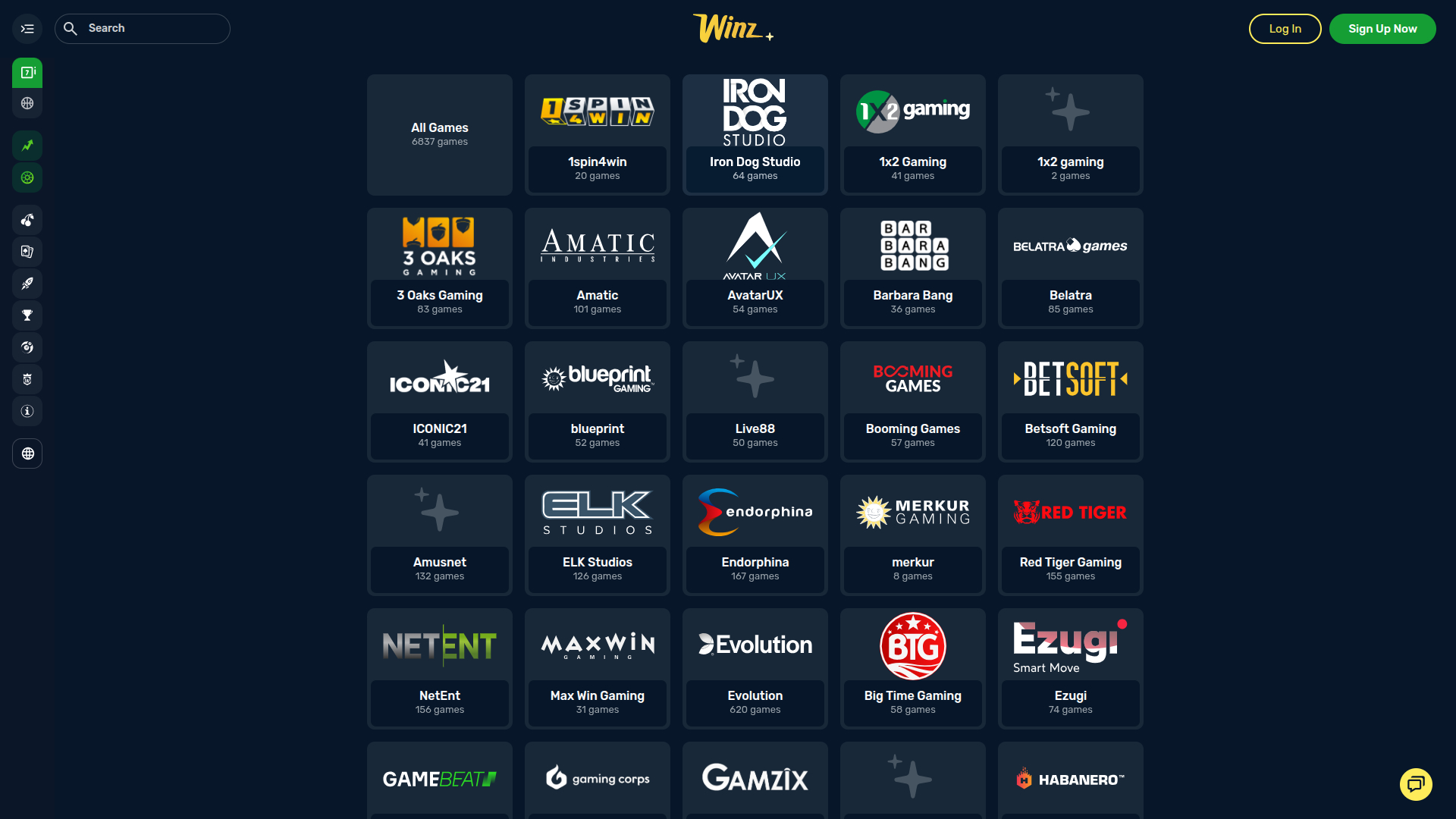 Développeurs de jeux de bureau de Winz Casino