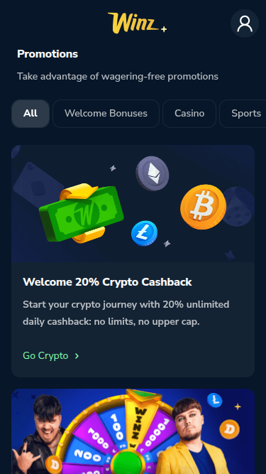 Promotions mobiles de Winz Casino