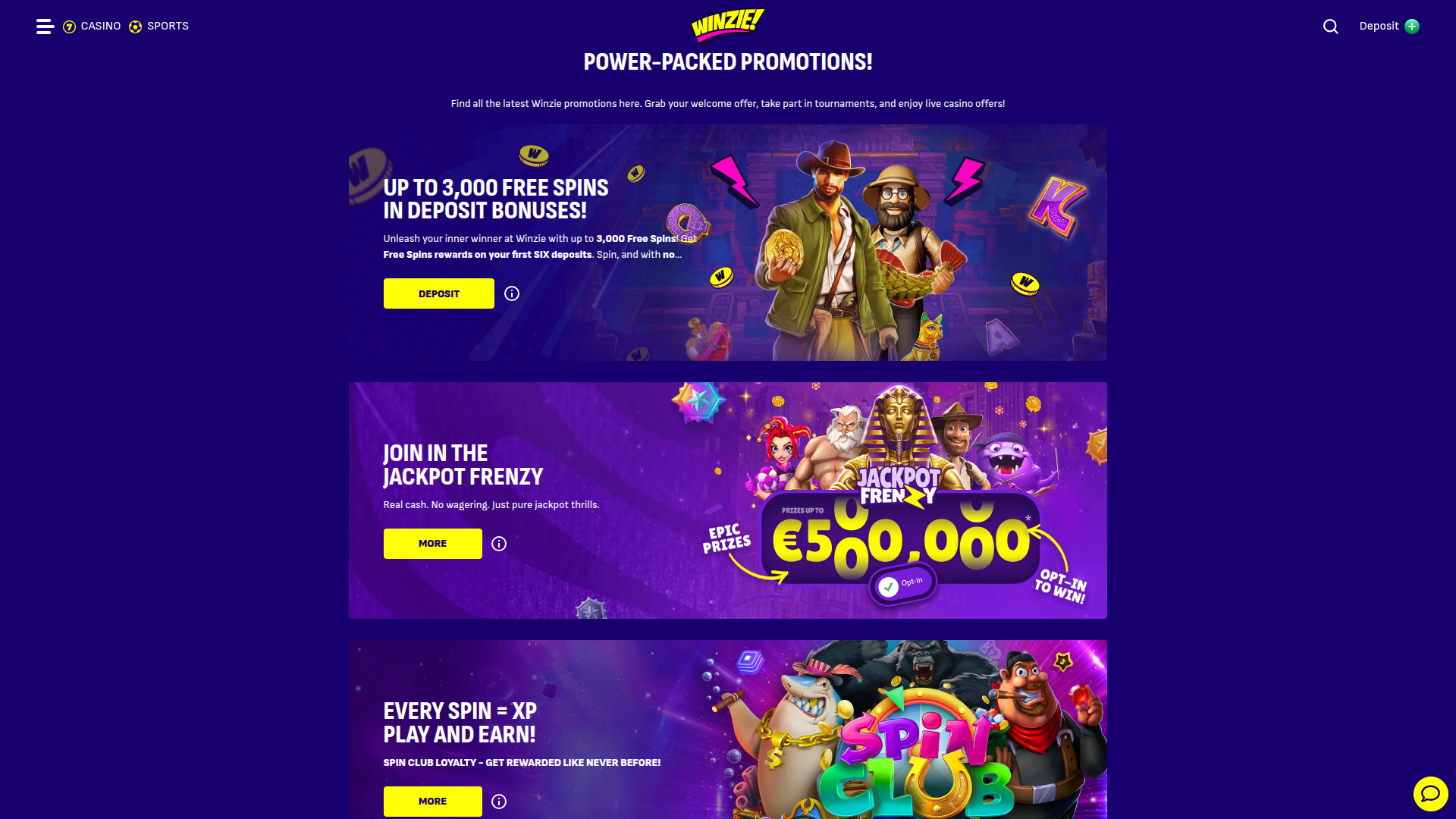 Promozioni desktop di Winzie