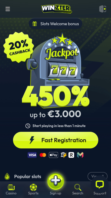 Winzter Casino Mobile Homepage