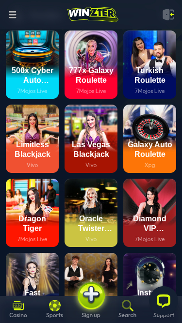 Winzter Casino Mobile Live Dealer