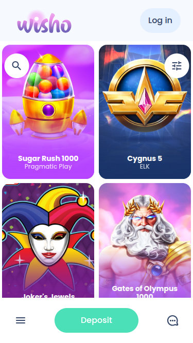 Jeux mobiles de Wisho Casino