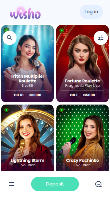 Croupier en direct mobile de Wisho Casino