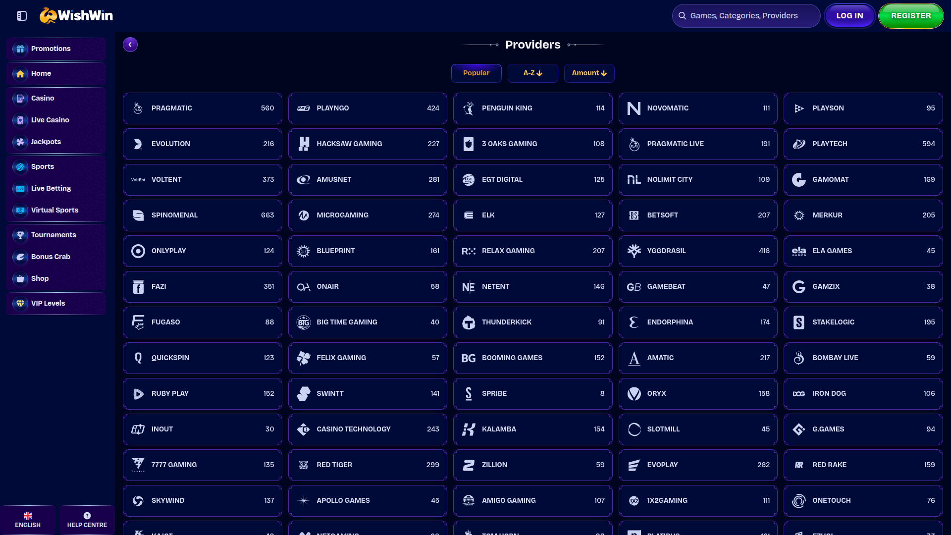 Développeurs de jeux de bureau de WishWin Casino