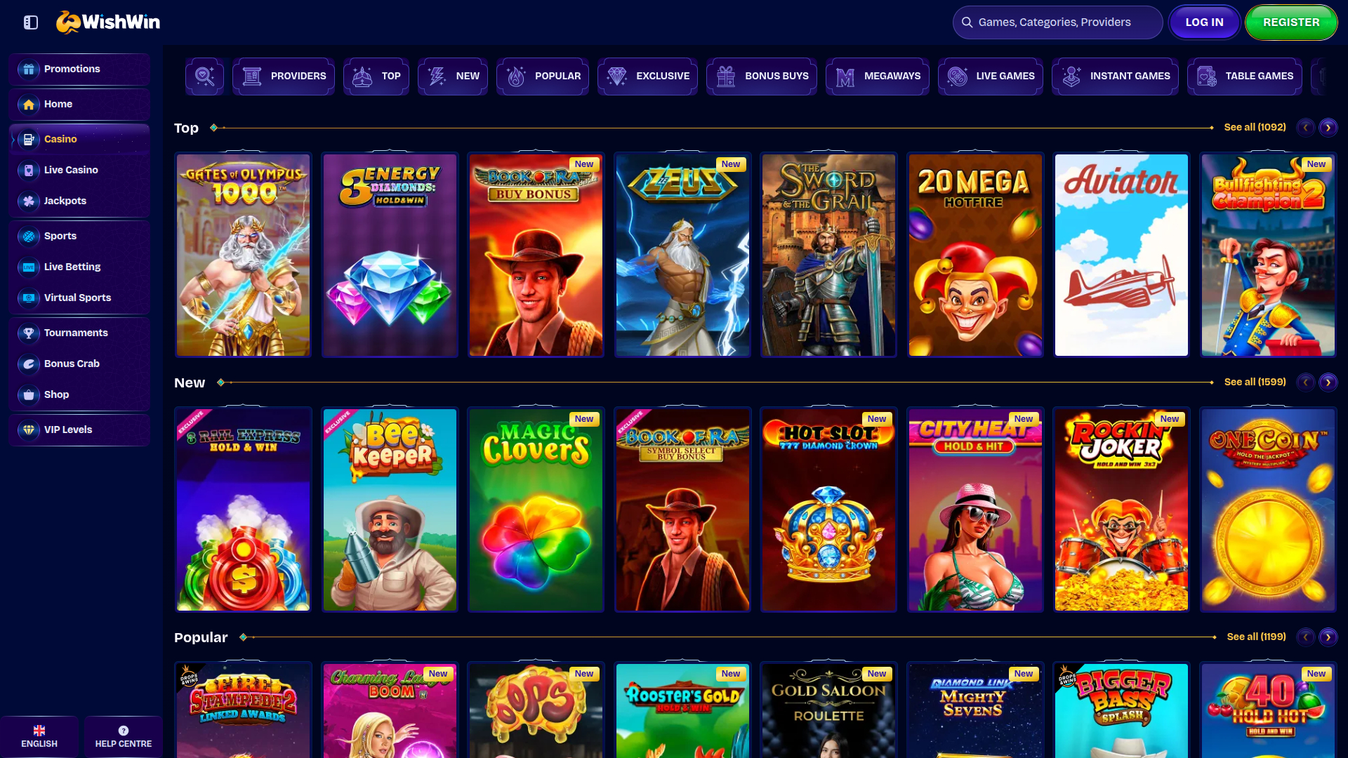 Jeux de bureau de WishWin Casino