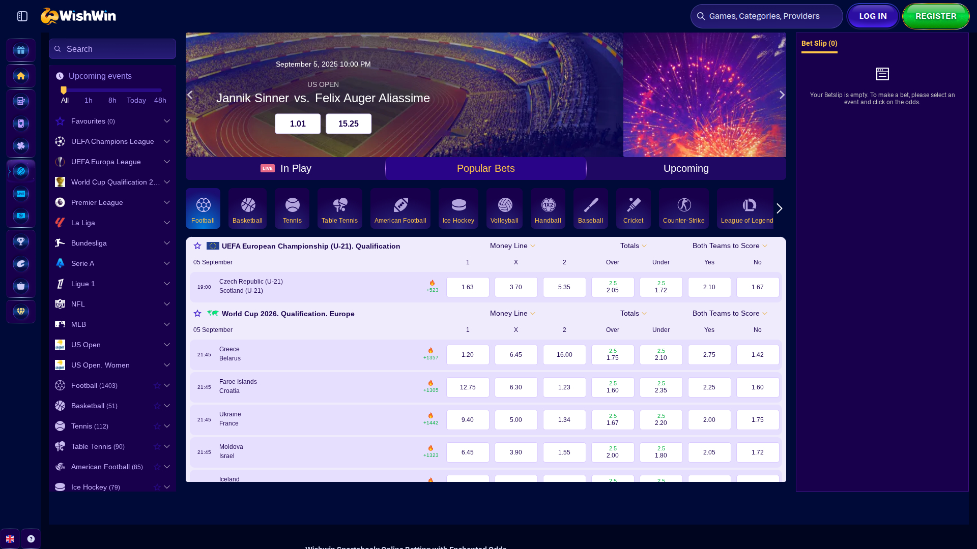 Sports de bureau de WishWin Casino