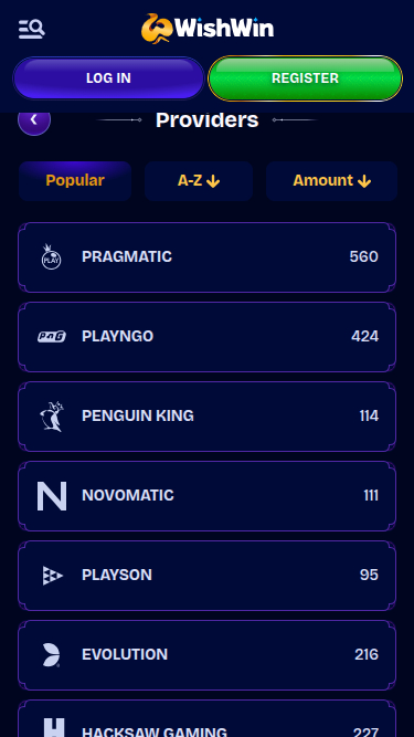 Développeurs de jeux mobiles de WishWin Casino