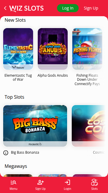 Jeux mobiles de Wiz Slots Casino