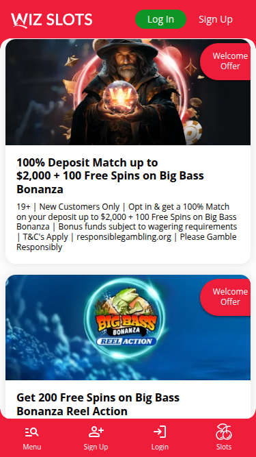 Promotions mobiles de Wiz Slots Casino