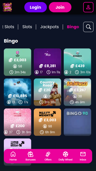 Bingo mobile du casino Wizard Slots