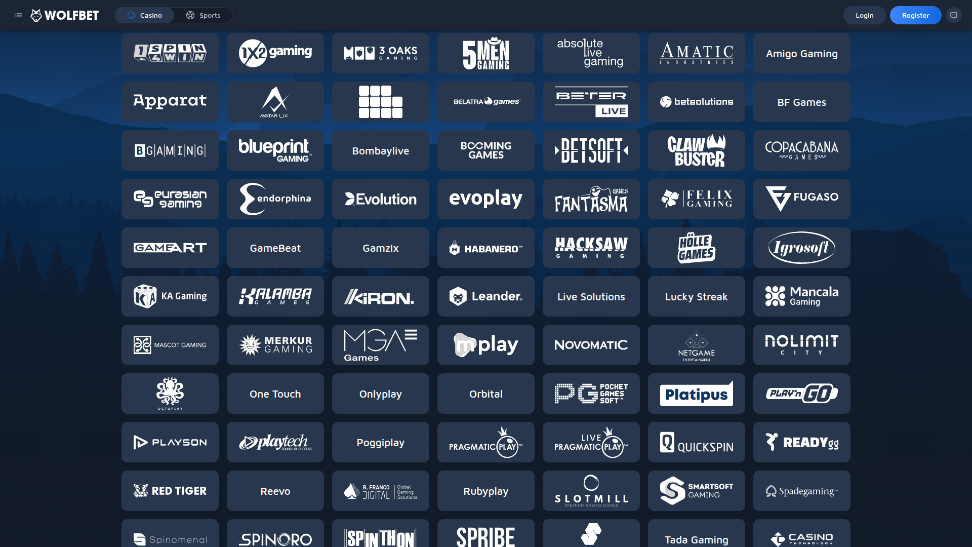 Développeurs de jeux de bureau de Wolf.Bet Casino