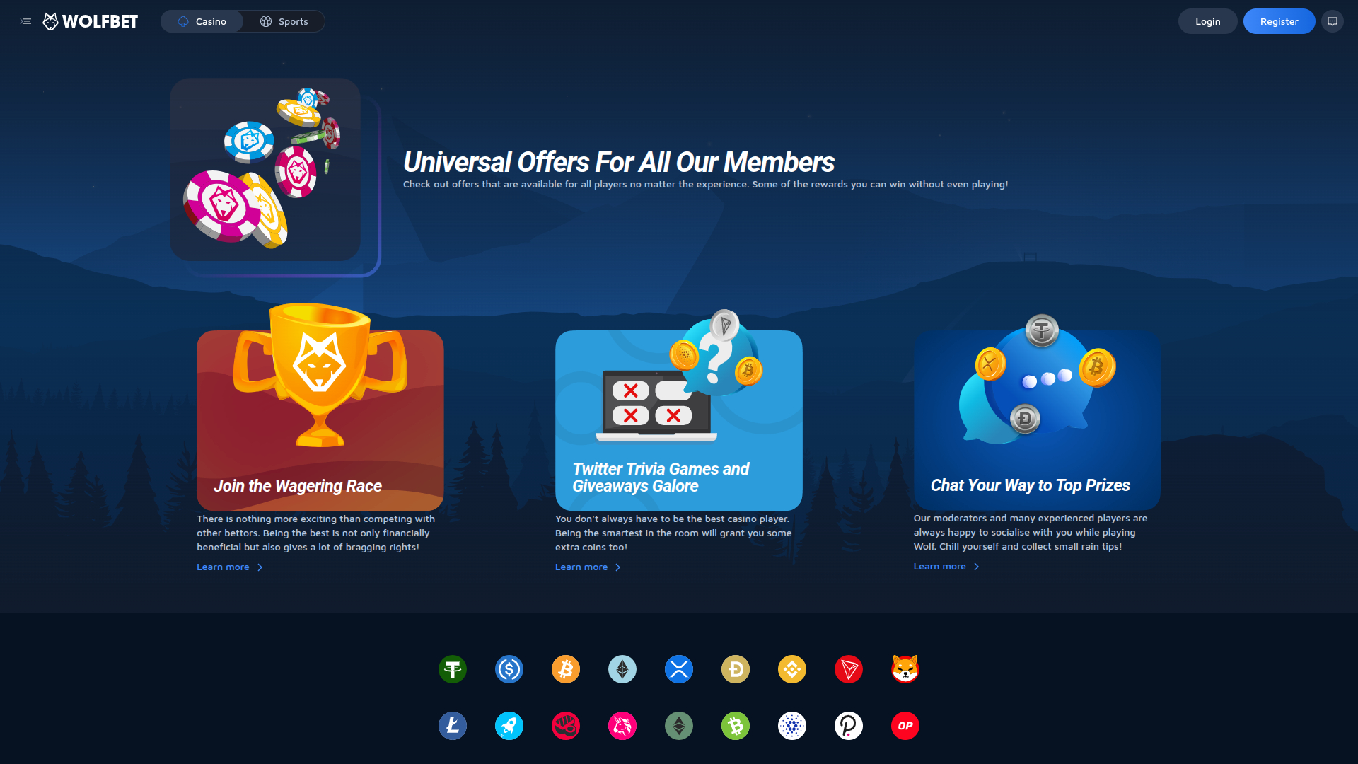 Promotions de bureau de Wolf.Bet Casino
