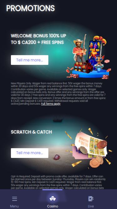 Promotions mobiles de Wombat Casino