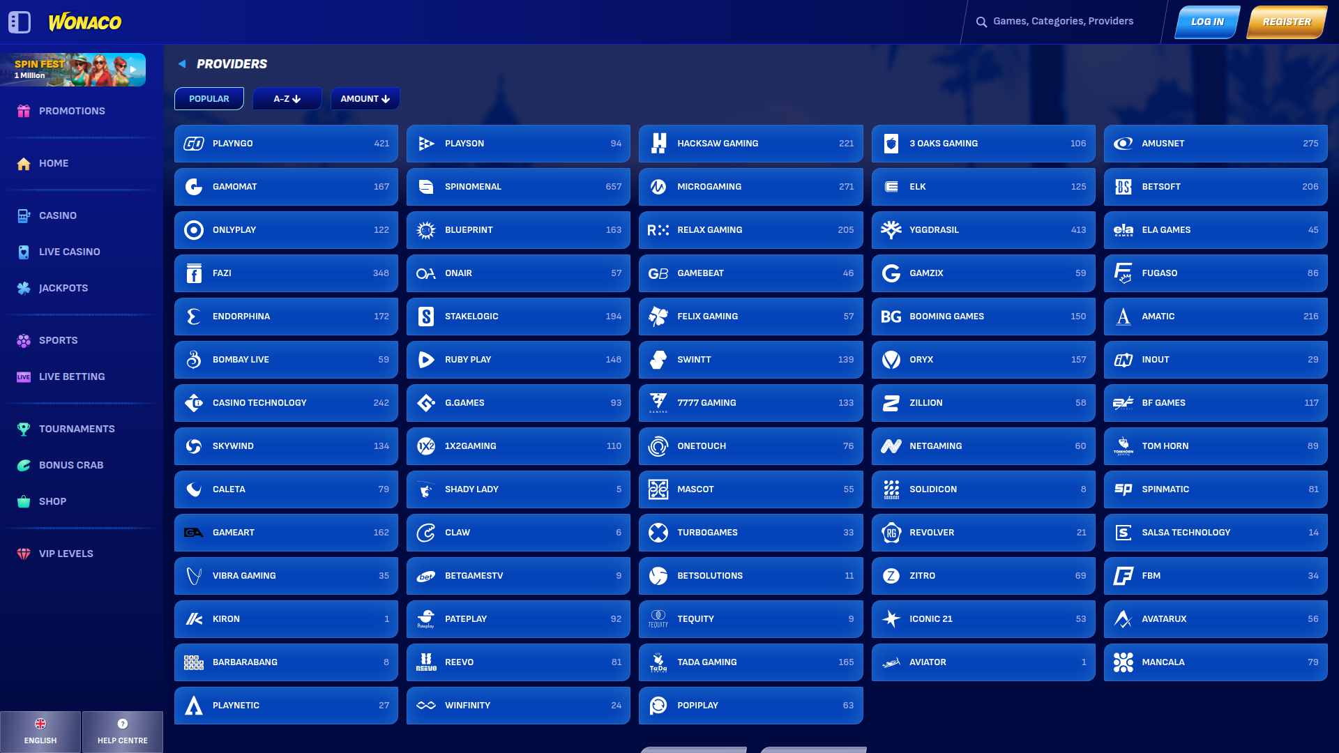 Desarrolladores de juegos de escritorio de Wonaco Casino