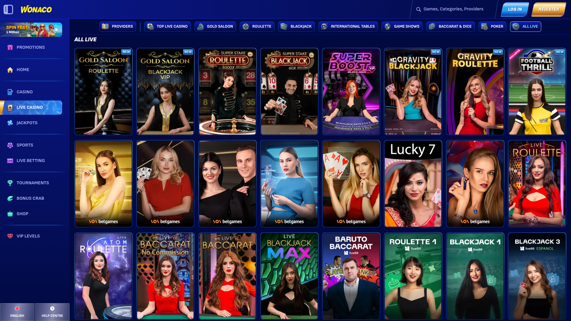 Crupier en vivo de escritorio de Wonaco Casino