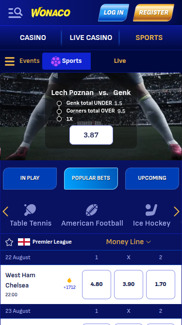 Wonaco Casino Mobile Sports Betting