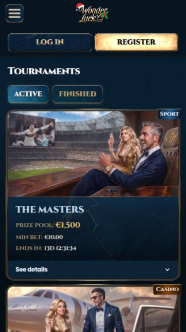 Screenshot der mobilen Turnierseite von WonderLuck Casino