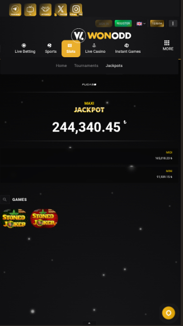 Jackpot mobile de Wonodd Casino
