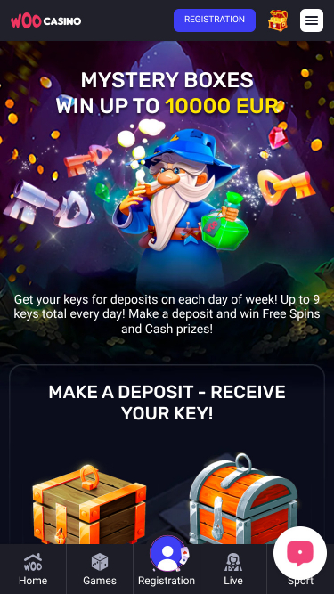 Мобильные таинственные коробки Woo Casino