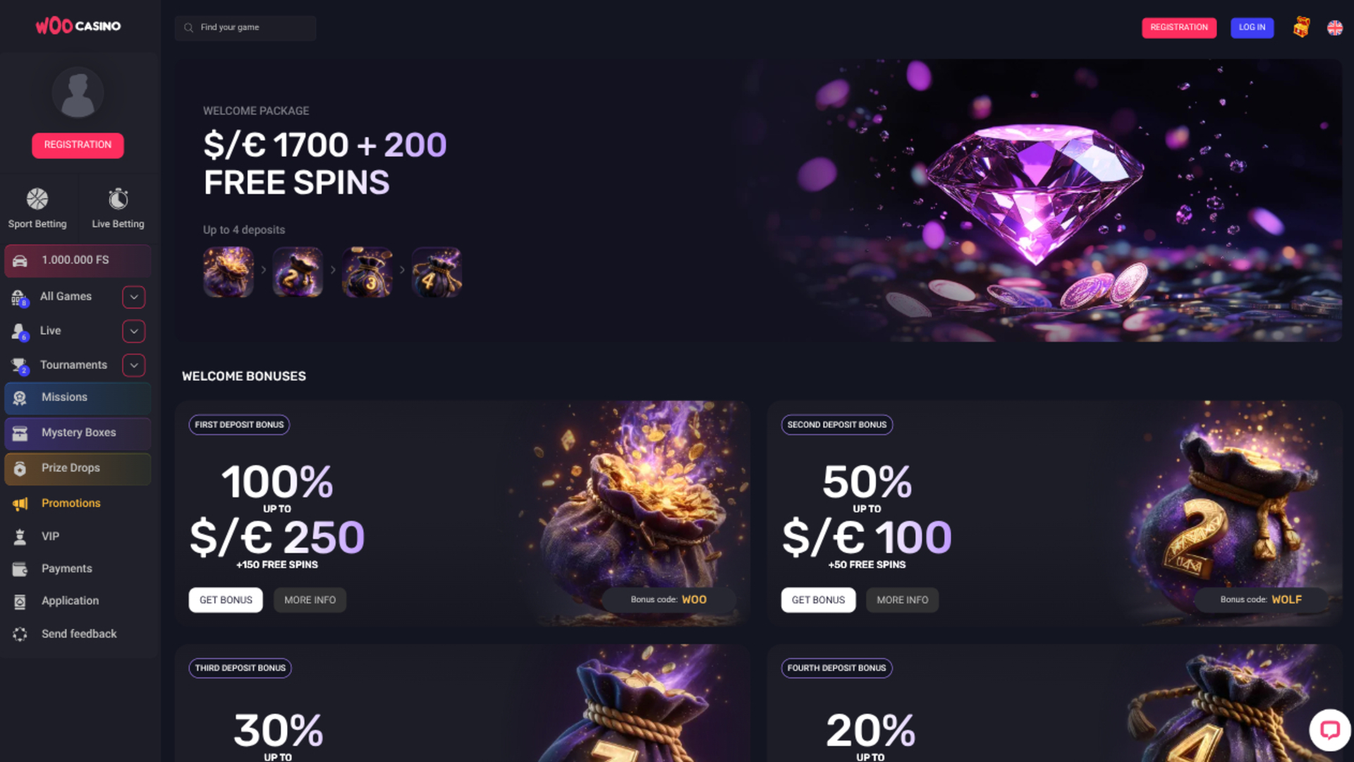 Акции Woo Casino для компьютера