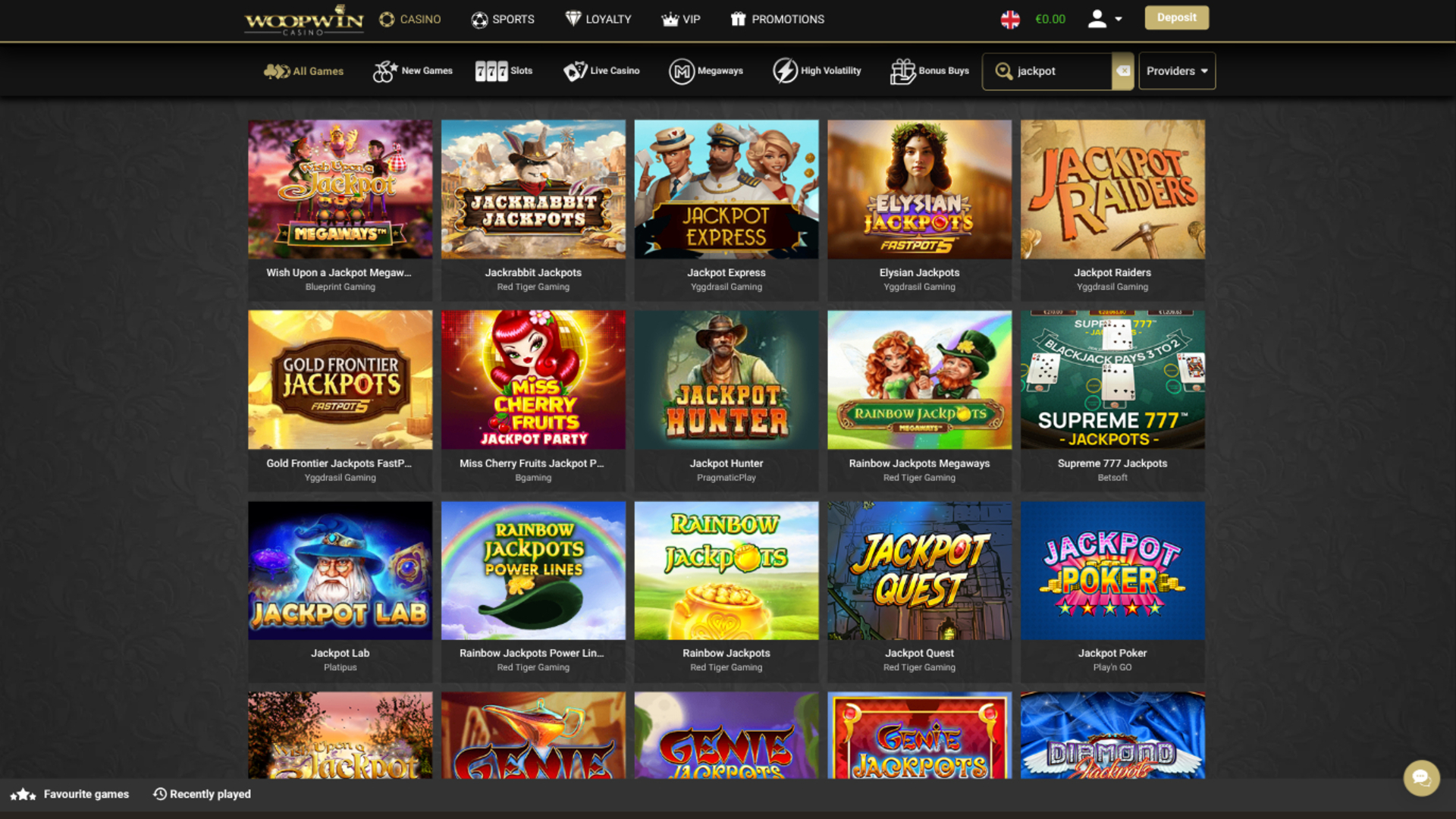 Woopwin Casino Desktop-Jackpot