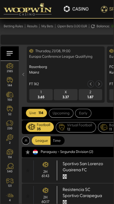 Woopwin Casino mobile Sportwetten