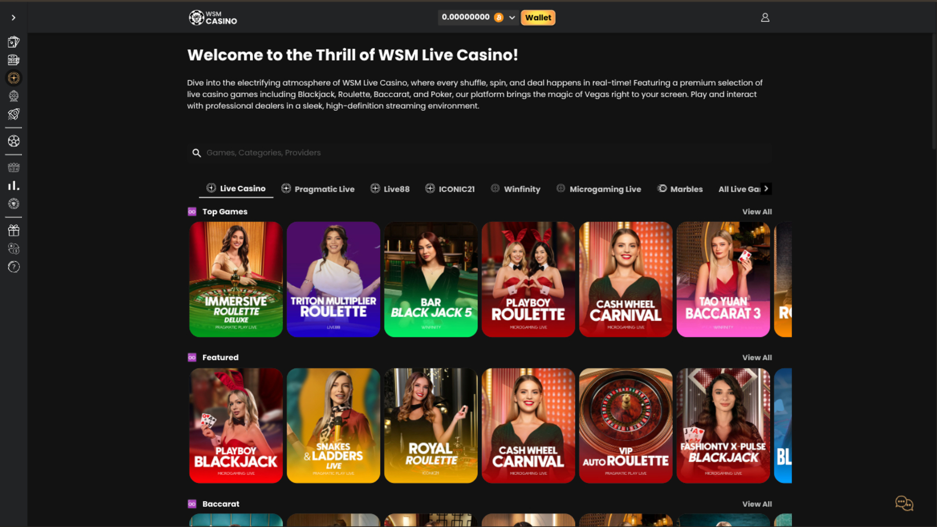Croupier en direct de WSM Casino sur ordinateur