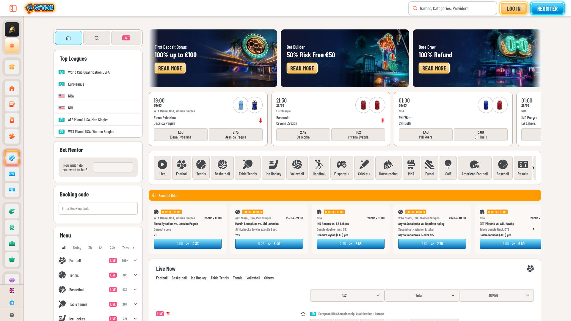 Deportes de escritorio del casino Wyns