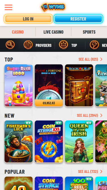 Juegos móviles de Wyns Casino