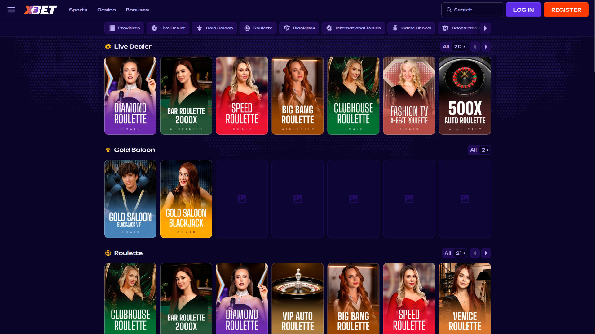 X3bet Casino Desktop Live-Dealer