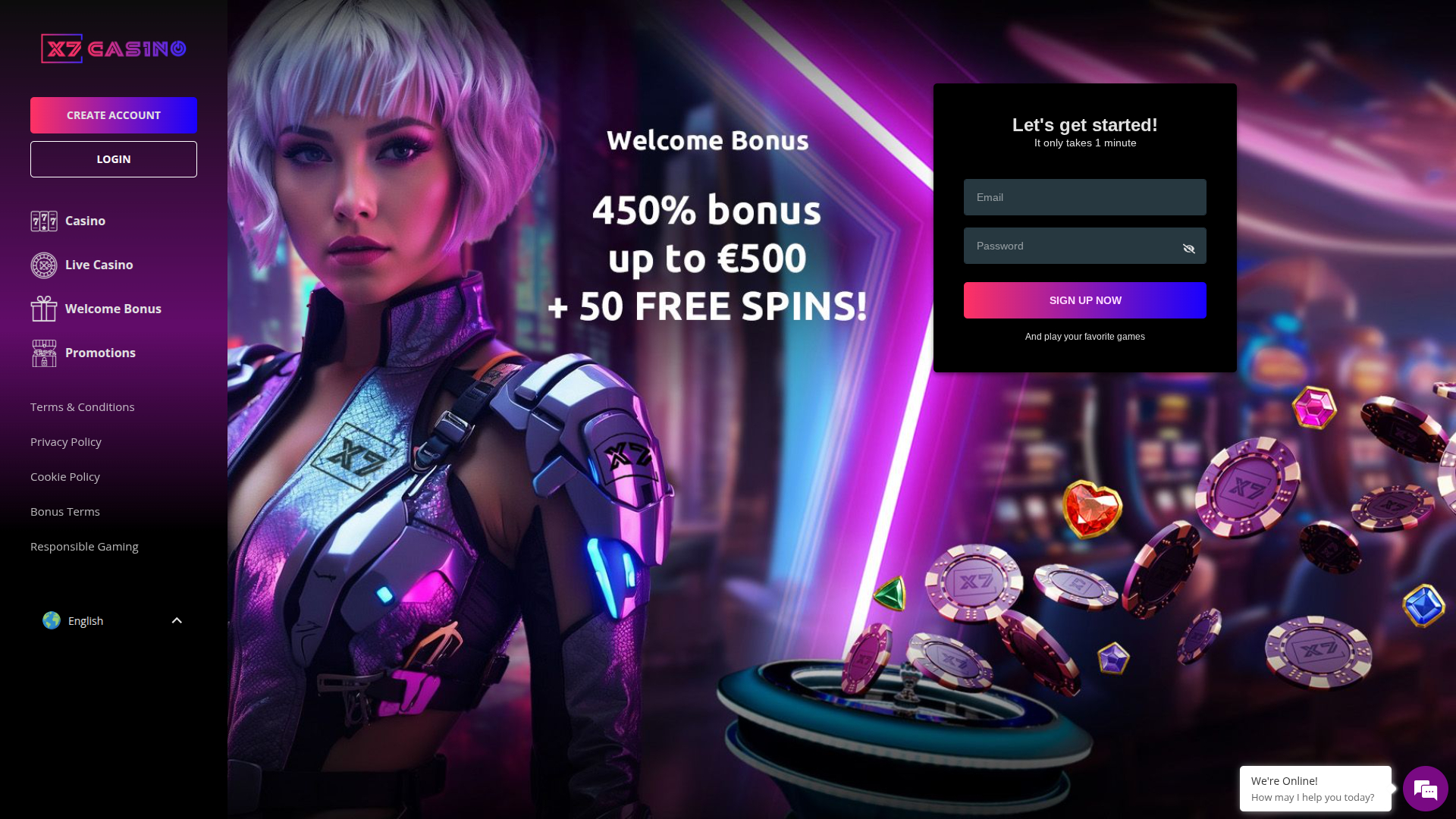 Рабочий стол главной страницы X7 Casino