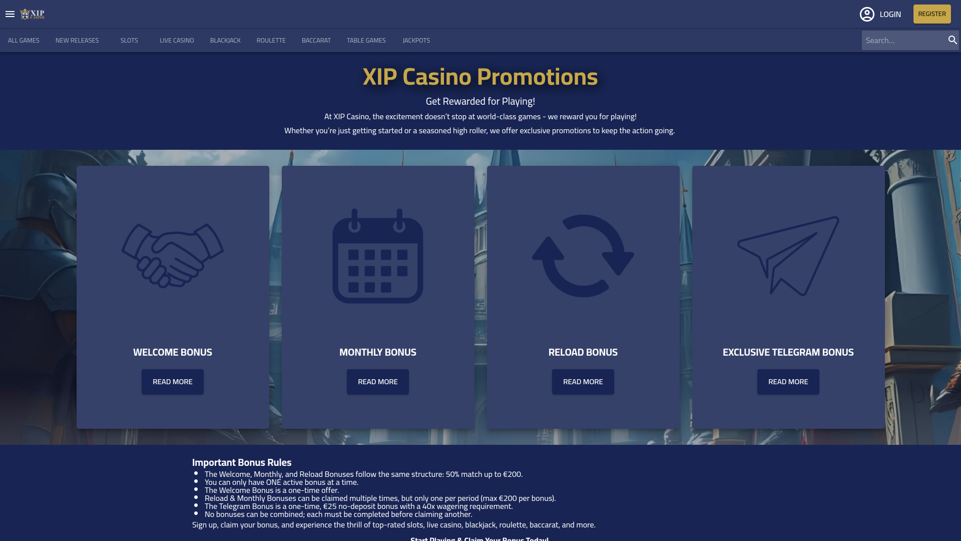 Promociones de XIP Casino para ordenador