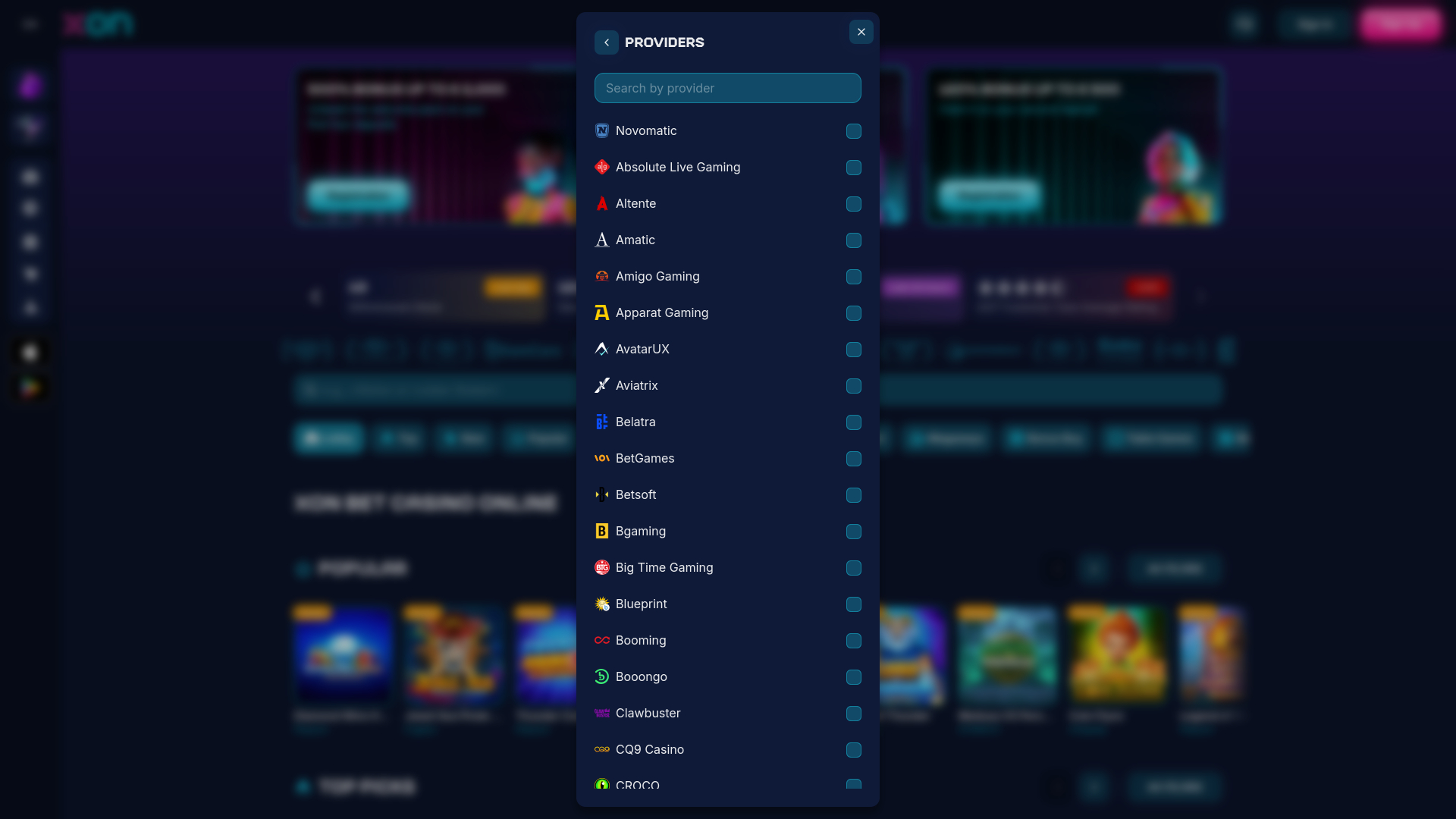 Desarrolladores de juegos de escritorio para Xonbet Casino