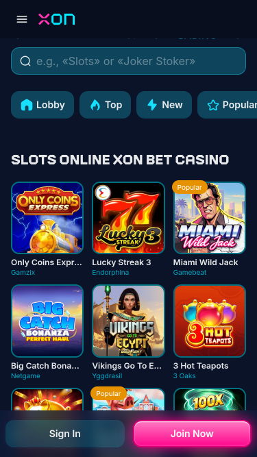 Juegos móviles de casino Xonbet